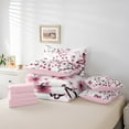 thumbnail image 4 of Erosebridal Pink Cherry Blossoms Bed in a Bag Queen Size, Girly Butterfly Bed Set, Reversible 7 Pieces, 4 of 5