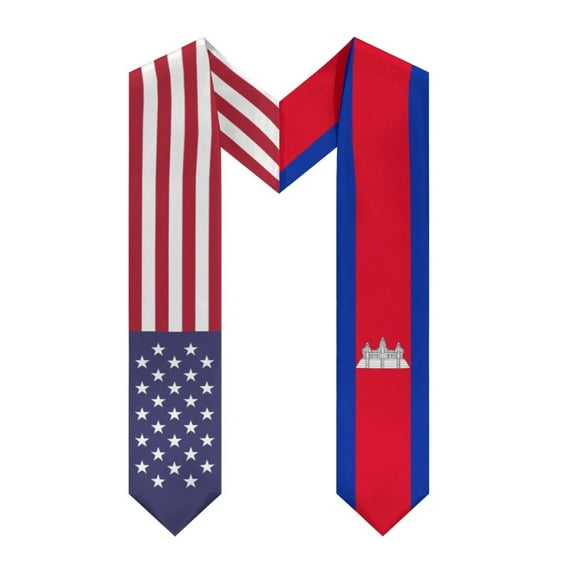 More design Graduation shawl Cambodia & United States Flag Stole Sash Honor Study Aboard International Students