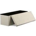 thumbnail image 5 of ZENY 43.3 Inches Folding Storage Ottoman Bench Storage Chest Foot Rest Stool Bed End Bench with Foam Padded Seat, Holds up to 660 lb, Beige, 5 of 8