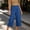 Blue, variant on Drovellove Women's Plus Size Cropped Pants with Elastic Waist and Pockets – Solid Cotton-Linen Blend Casual Trousers for Spring Summer, Versatile for Beach Parties or Work