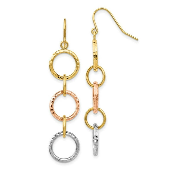 Primal Gold 14 Karat Tri-color Diamond-cut Circle Dangle Earrings