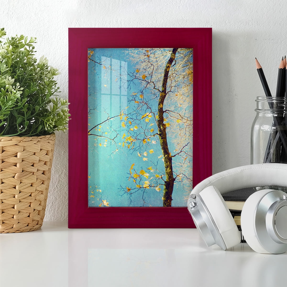 Autumn Tapestry III -Framed Print w/glass-Cherry Red