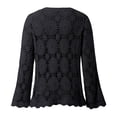 thumbnail image 4 of Oversized Cardigans Women Crochet Lace Hollow Out Button Front V Neck Long Sleeve Knit Crop Sweater Top Outfits Clothes, 4 of 5