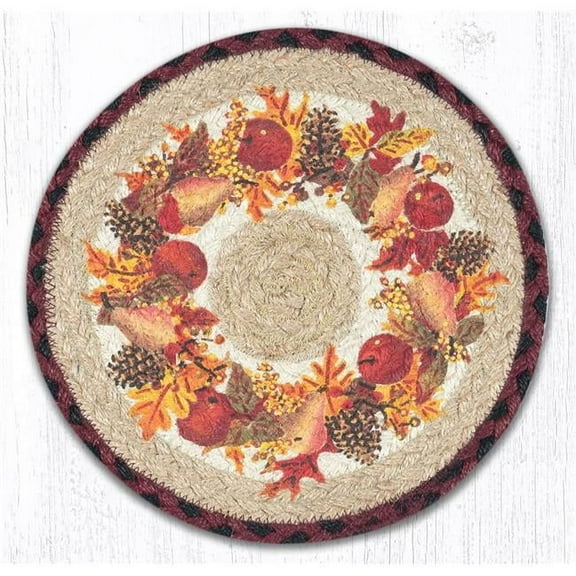 Capitol Importing 80-431AW 10 x 10 in. Jute Round Autumn Wreath Printed Trivet