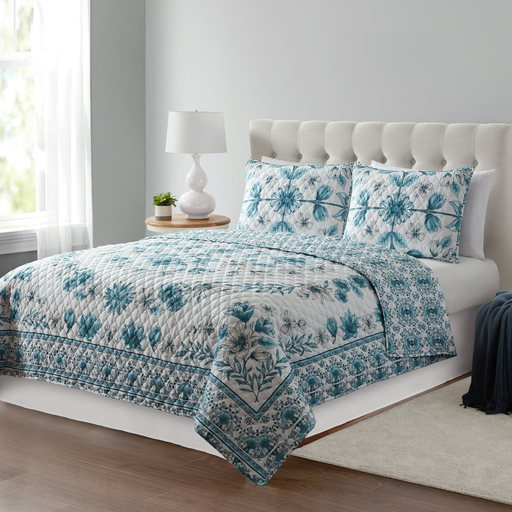 Mainstays Vintage Floral Reversible Quilt, Full/Queen, Multi Walmart