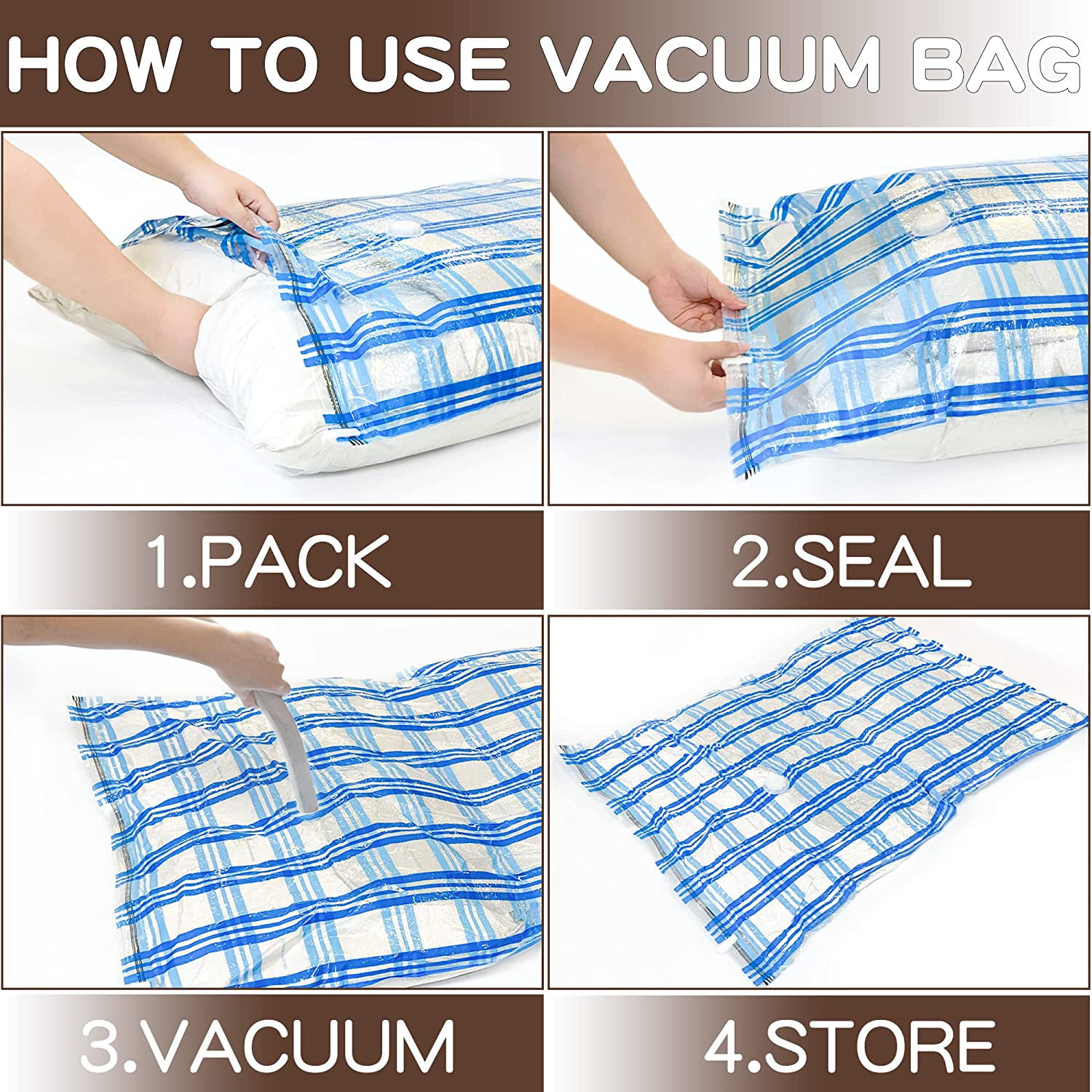 Simple Houseware 10 Vacuum Storage Bags to Space Saver for Bedding  Pillows Towel Blanket Clothes Bags 5 x Extra Large 5 x Large  Walmart com