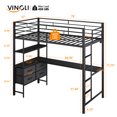 thumbnail image 2 of UBesGoo Full Loft Bed with Desk and Drawers, Metal Loft Bed with Storage Shelves, Charging Station and LED Lights, Black, 2 of 10
