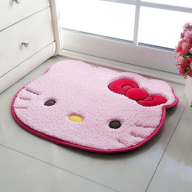 Sanrio-alfombra de Hello Kitty para cabecera, alfombrilla antideslizante con absorción de agua para dormitorio y hogar, alfombrilla de felpa pequeña y bonita para asiento Fivean unisex
