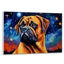 Bullmastiff Dog Canvas Van Gogh Starry Night Wall Art Gifts Canvas Wall Art Frame Music Artist Customized Canvas Framed Photo Art Work For The Bedroom(Gifts For Dog Lover )