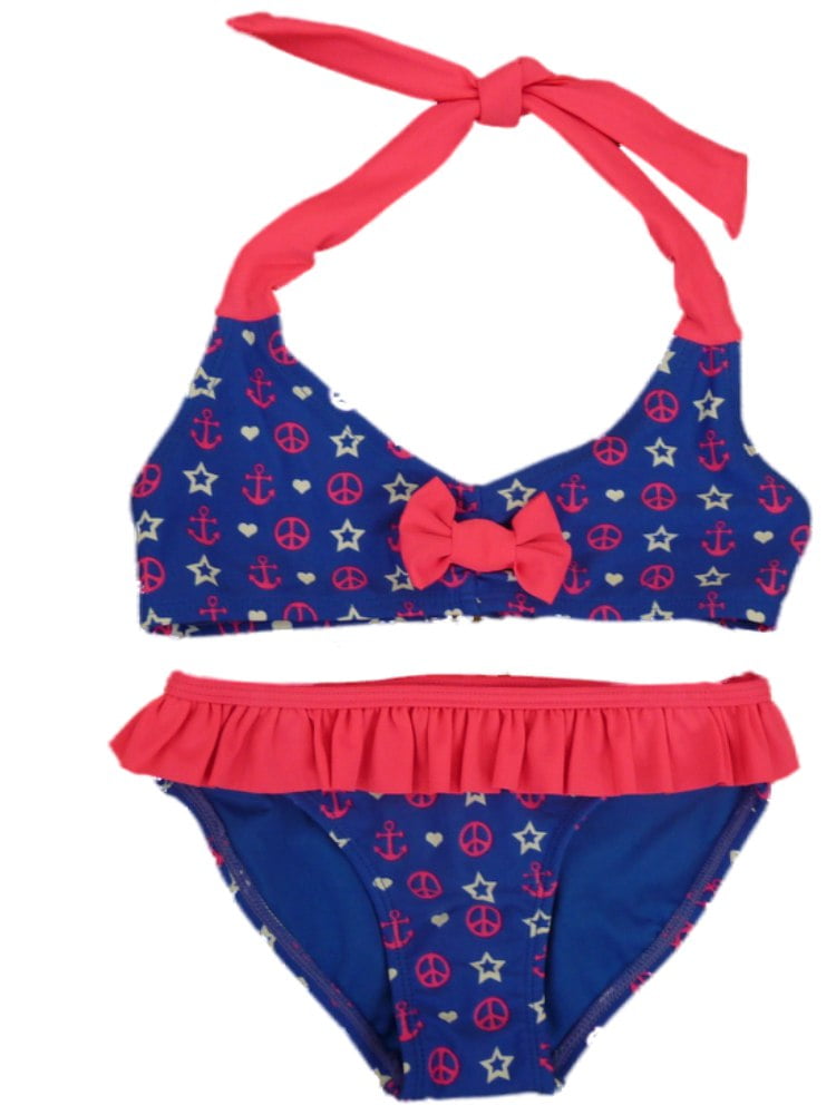 Xhilaration Xhilaration Girls Blue Anchor Print Bikini Swimming Suit