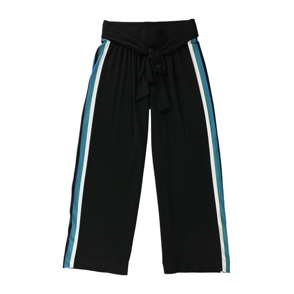 I-N-C Womens Varsity Stripe Casual Cropped Pants black XL/25