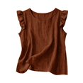 thumbnail image 6 of Women's Tops Tees Blouses O Neck Solid Vacation Daily Sleeveless Vest Tank Tops for Women, 6 of 6