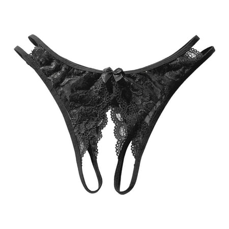 Tanghaowl Womens Sexy Transparent Lace Open File No Off Underwear Womens Thong Candy Panties for Women Sexy