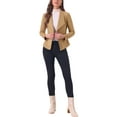 thumbnail image 2 of Blazer de drapeado de ante sintético para mujer INSPIRE CHIC, con cuello, mangas largas y abertura frontal, talla M, color caqui, 2 of 6