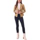 thumbnail image 2 of Blazer de drapeado de ante sintético para mujer INSPIRE CHIC, con cuello, mangas largas y abertura frontal, talla M, color caqui, 2 of 6
