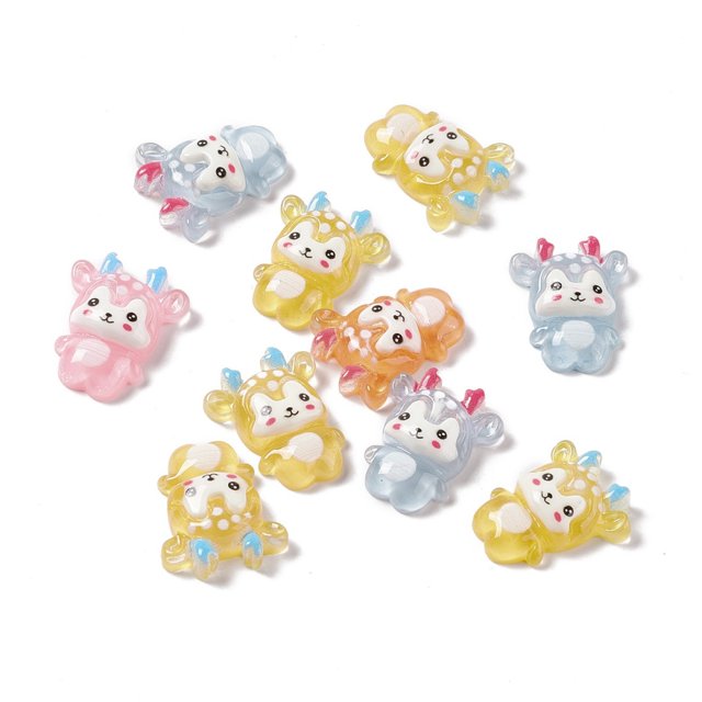 Christmas Reindeer Transparent Resin Cabochons Mixed Color 23x18.5x6.8mm