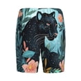 thumbnail image 4 of Picia Black Panther Floral Illustration Pajama Shorts for Men, Men's Pajama Bottoms, Sleepwear,Short Pajama Pants-Large, 4 of 9