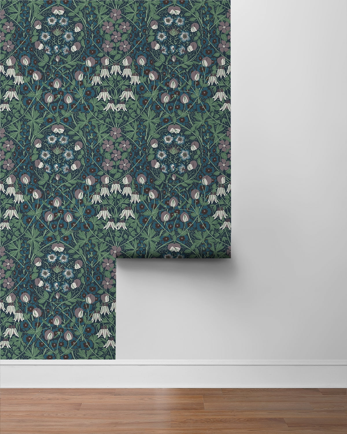 NextWall Deep Ocean & Purple Haze Tulip Garden Peel and Stick Wallpaper