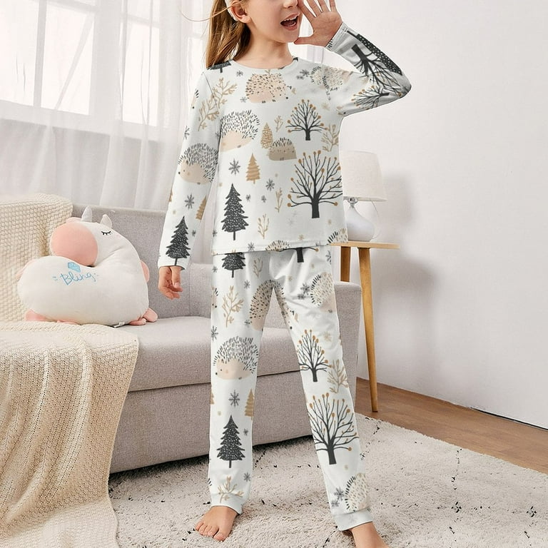 ZZZHY Hedgehog Shape Style 386 Print Girls Pajamas Set Kids Long Sleeve Pjs with Pants Tops Tween Slumber Party Sleepwear Walmart