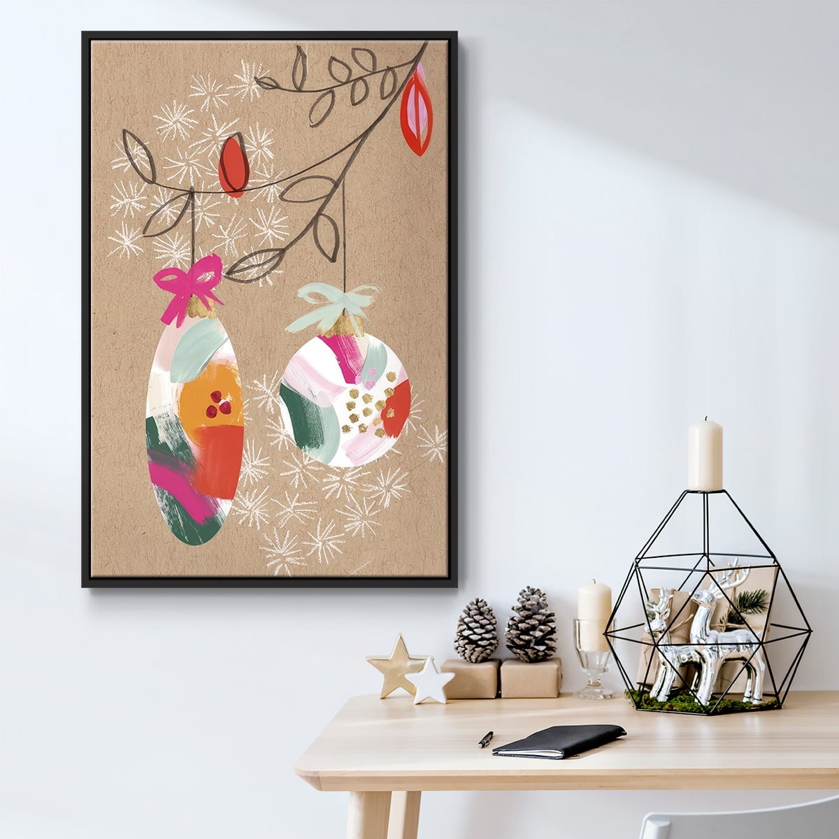 Crafty Christmas Collection B - Framed Gallery Wrapped Holiday Canvas - 25 x 37 - Black Frame