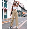thumbnail image 2 of Women High Waisted Cargo Pants Wide Leg Casual Pants 6 Pockets Combat Military Trousers, 2 of 9