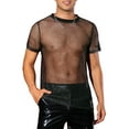thumbnail image 1 of Camiseta de Malla Brillante INSPIRE CHIC para Hombre, Cuello Redondo, Manga Corta, Transparente, Tops de Fiesta, 1 of 5