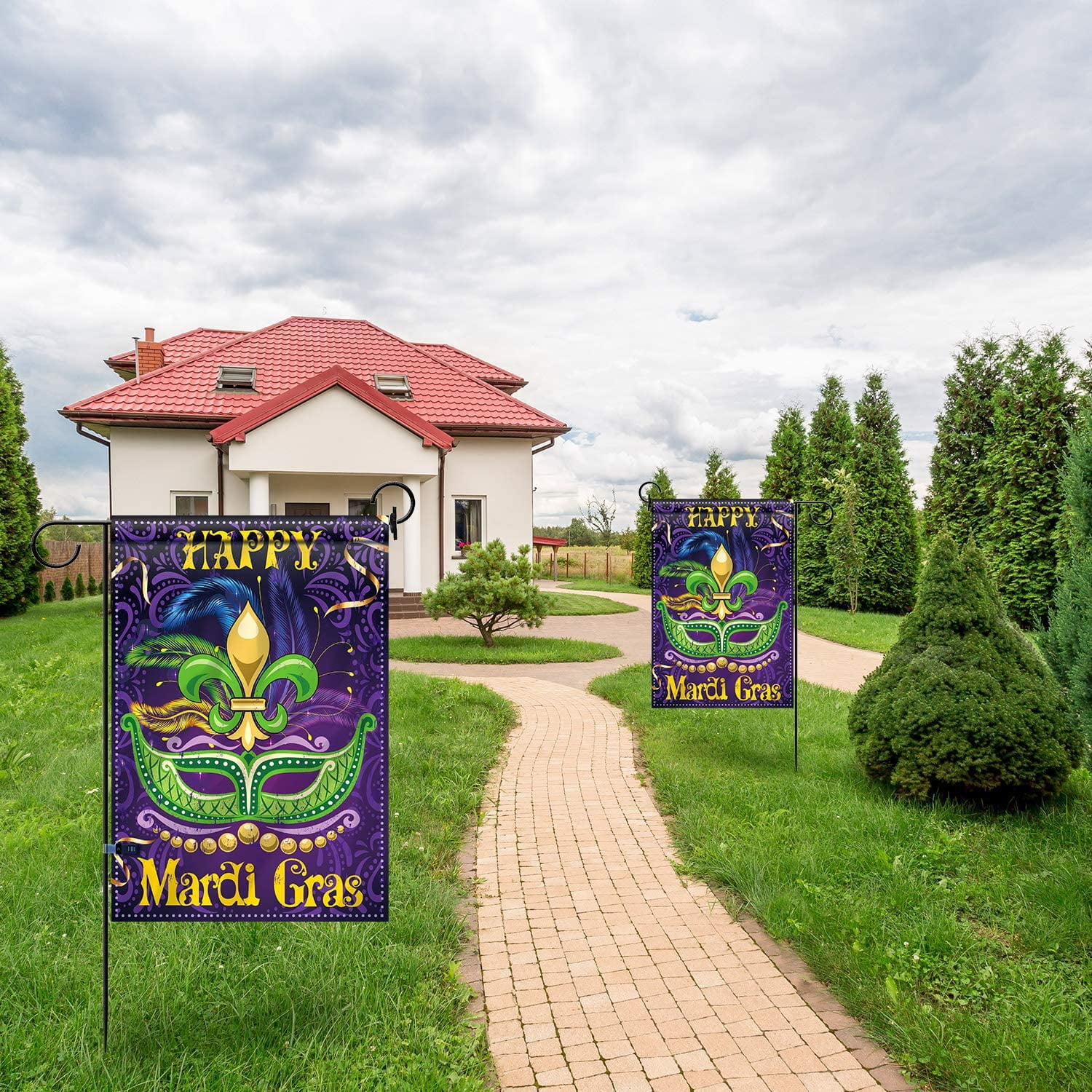 Large Mardi Gras Banner Decorations Purple Green Yellow Carnival Garden  Flag Outdoor 72x44 Inch, Mardi Gras Gifts for Indoor Home House Decor Party