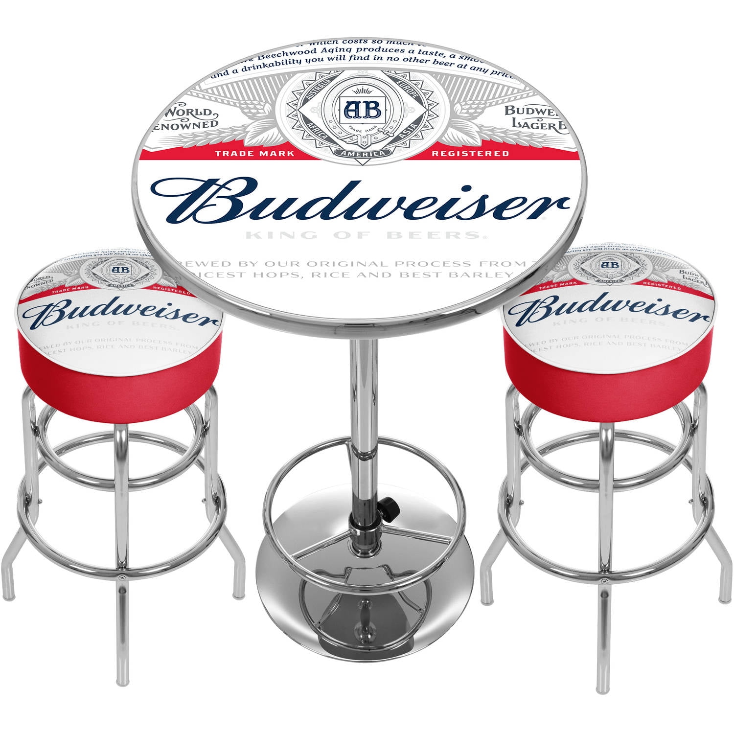 Budweiser Label Game Room Combo, 2 Bar Stools and Table - Walmart.com