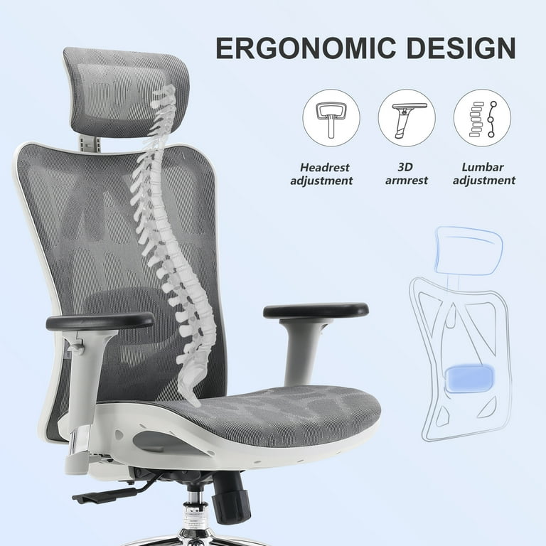 Sihoo M57 High Back Ergonomic Office Mesh Chair, Light Gray photo 5
