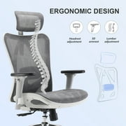 SIHOO High Back Ergonomic Office Mesh Desk Chair with Armrest & Lumbar Support, 300lb,Light Grey