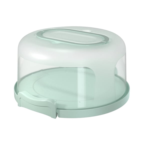 Portable Cake Carrier, 10 Inch Round Cake Holder with Clear Lid, Multi-Purpose Serving Tray, Airtight Storage for Pies, Cheesecake, Green