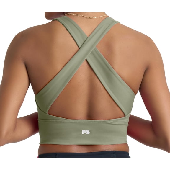POPSUGAR Long Line Sports Bra Women, Workout Crop Tops for Women Longline Criss Cross Gym Yoga Tops with Built in Bra for Running Pilates Scout, Medium