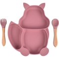 thumbnail image 1 of Platos de silicona con ventosa para bebé, plato de ventosa sin BPA, mantel individual de silicona antideslizante para bebés, niños (rosa), 1 of 5