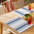 thumbnail image 4 of Grey Blue Vertical Stripes Placemats Set of 8 Modern Minimalist Abstract Place Mats Indoor Wipeable Table Mats Washable Cloth Dining Table Placemats for Kitchen Holiday Party Home Decor 13x19 Inch, 4 of 9