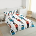 thumbnail image 3 of jejeloiu Christmas Nutcracker Soldier Queen Comforter Set,White Red Blue Bedding Sets,Happy New Year Bedding Comforter Set For Girls,,Microfiber Bedroom Decor Reversible,3pcs, 3 of 8