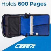 Case-it Mighty Zip Tab Zipper Binder, 3 O-Ring with 5-Color tabs, Expanding File Folder and Shoulder Strap and Handle, D-146- Midnight Blue