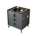 thumbnail image 3 of Luxurious Solid Wood Three-Drawer Smart Bedside Table Compact Bedroom Leather Accents Integrated Wireless Charging, 3 of 3