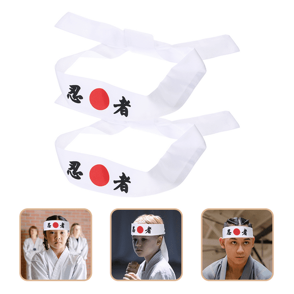 HEMOTON 2 Pcs Ninja Headbands DIY Ninja Hood Workout Headband Man Miss 99x5cm White