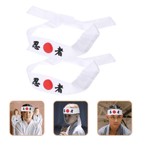 HEMOTON 2 Pcs Ninja Headbands DIY Ninja Hood Workout Headband Man Miss 99x5cm White