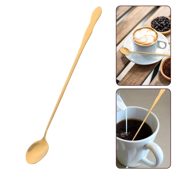OUNONA Stylish Golden Stainless Steel Honey Spoon and Coffee Stirrer for Home Cooking, 1-Piece Mixing Tool