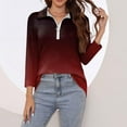 thumbnail image 5 of Xqxayjr Women's Quarter Zip Sweatshirt Tops Casual Graphic 3/4 Sleeve Ombre Gradient Collared Fall Sweaters Tops Comfy Round Neck Shirts Plus Size Outfits, 5 of 7