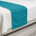thumbnail image 2 of Scallop Bed Runner, Continuous Underwater Creatures Pattern Shells Starfish, Decorative Accent Bedding Scarf for Hotels Homes and Guestrooms, Twin, Sea Blue Dark Seafoam, by Ambesonne, 2 of 2