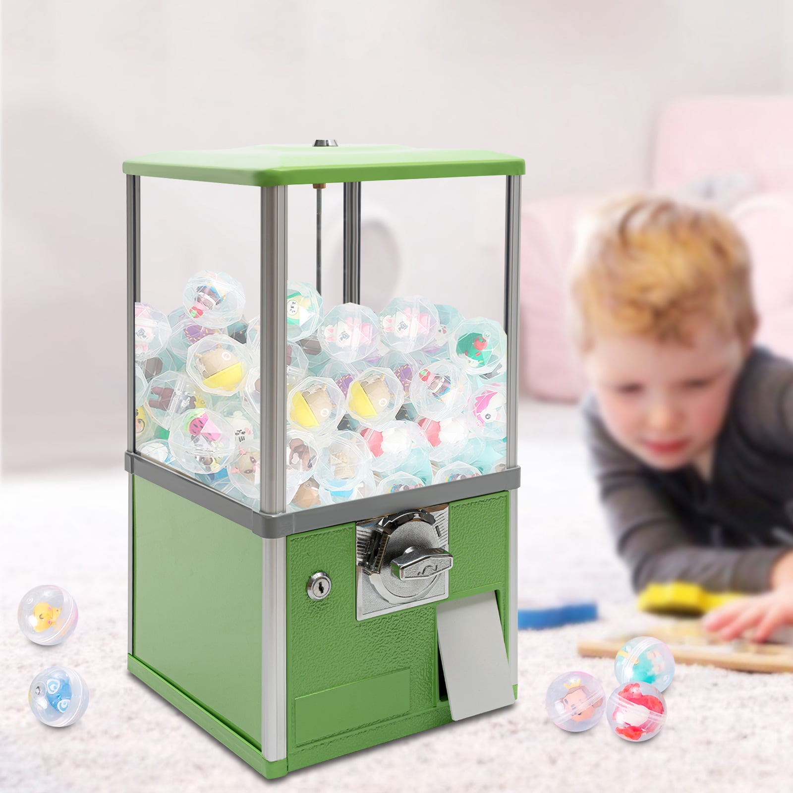 Dwellnix Capsule Toy Vending Machine Coin Operated 200 Capacity Bright Green Easy Operation Secure Coin Bank for&nbsp;&nbsp;Amusement Parks and&nbsp;&nbsp;&nbsp;Game Stores
