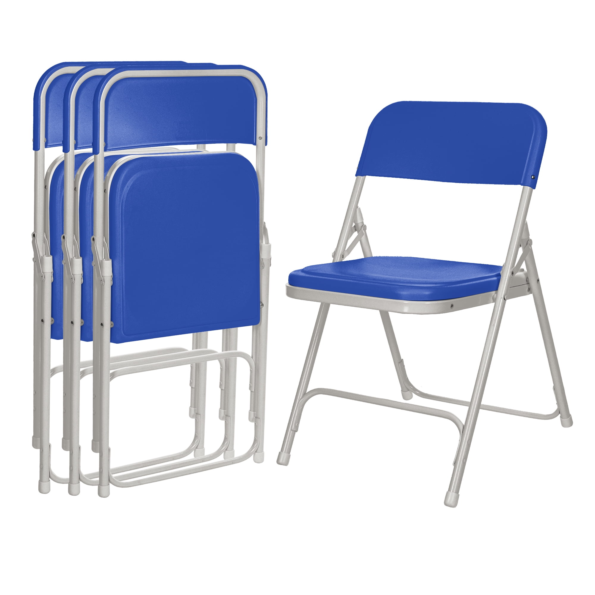 Hampden Furnishings Lucille Collection Ultra Light Folding Chair, Blue, Pack of 4