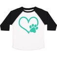 thumbnail image 3 of Inktastic Teal Heart with Paw Print Boys or Girls Toddler T-Shirt, 3 of 5