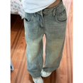 thumbnail image 5 of Pantalones vaqueros desgastados de pierna ancha para mujer, ropa de calle americana, Vintage, Y2k, cintura alta, rectos, longitud completa, 5 of 5