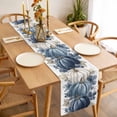thumbnail image 3 of Fall Blue Pumpkins Table Runner 70 Inches Long Farmhouse Dress Scarves, Thanksgiving Autumn Watercolor Leaf Dining Tablerunner for Coffee Table/Kitchen Island/Party Décor, 13" x 70", 3 of 8