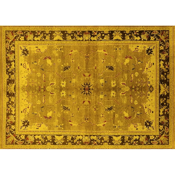 Ahgly Company Indoor Rectangle Oriental Yellow Traditional Area Rugs, 4' x 6'