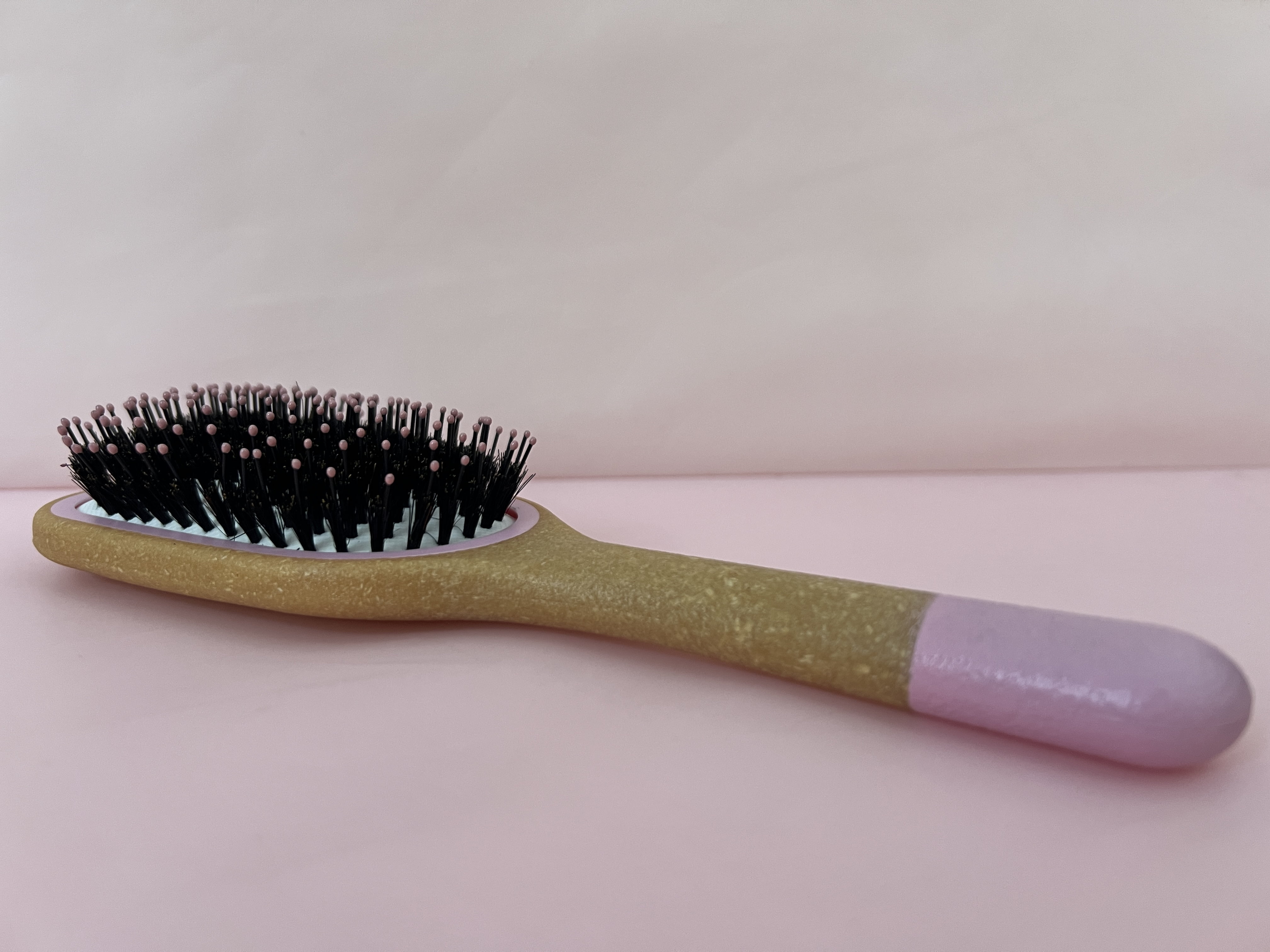 Precision Beauty by Swissco Smoothing & Detangling Hair Brush - Flexible & Boar Bristles, Pink Color-Dipped Handle