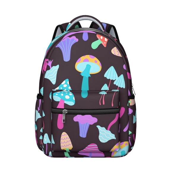 Mushroom Patterned Laptop Backpack for School, Roomy College Bookbag with Multiple Pockets, Comfortable Carry, Great Gift for Students and Teens Campus Life